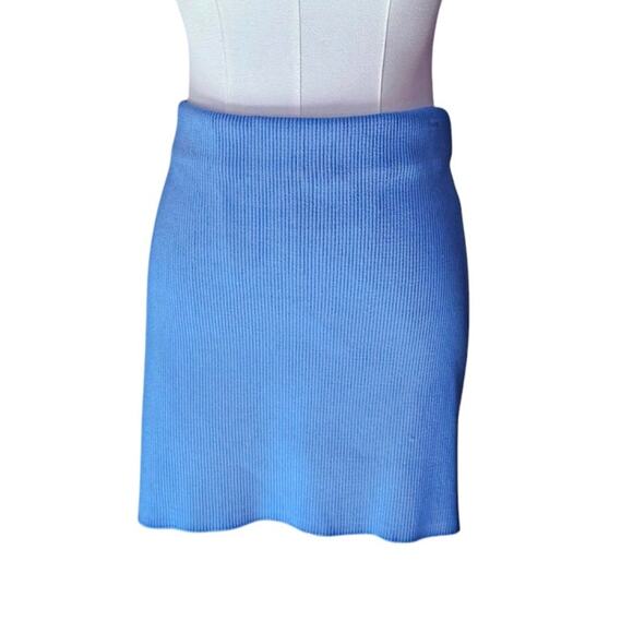 Zara Sky Blue Ribbed Knit Mini Skirt NWT Sz. MEDIUM Summer Basic  SummerGirl - Picture 2 of 7